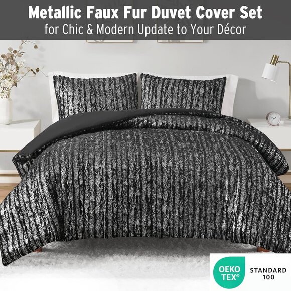 Intelligent Design Full Duvet Cover Set, Faux Fur Duvet Cover Set 3 Piece - Picture 2 of 6